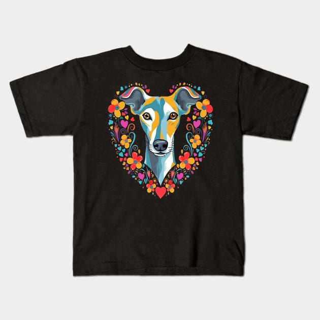 Whippet Valentine Day Kids T-Shirt by JH Mart